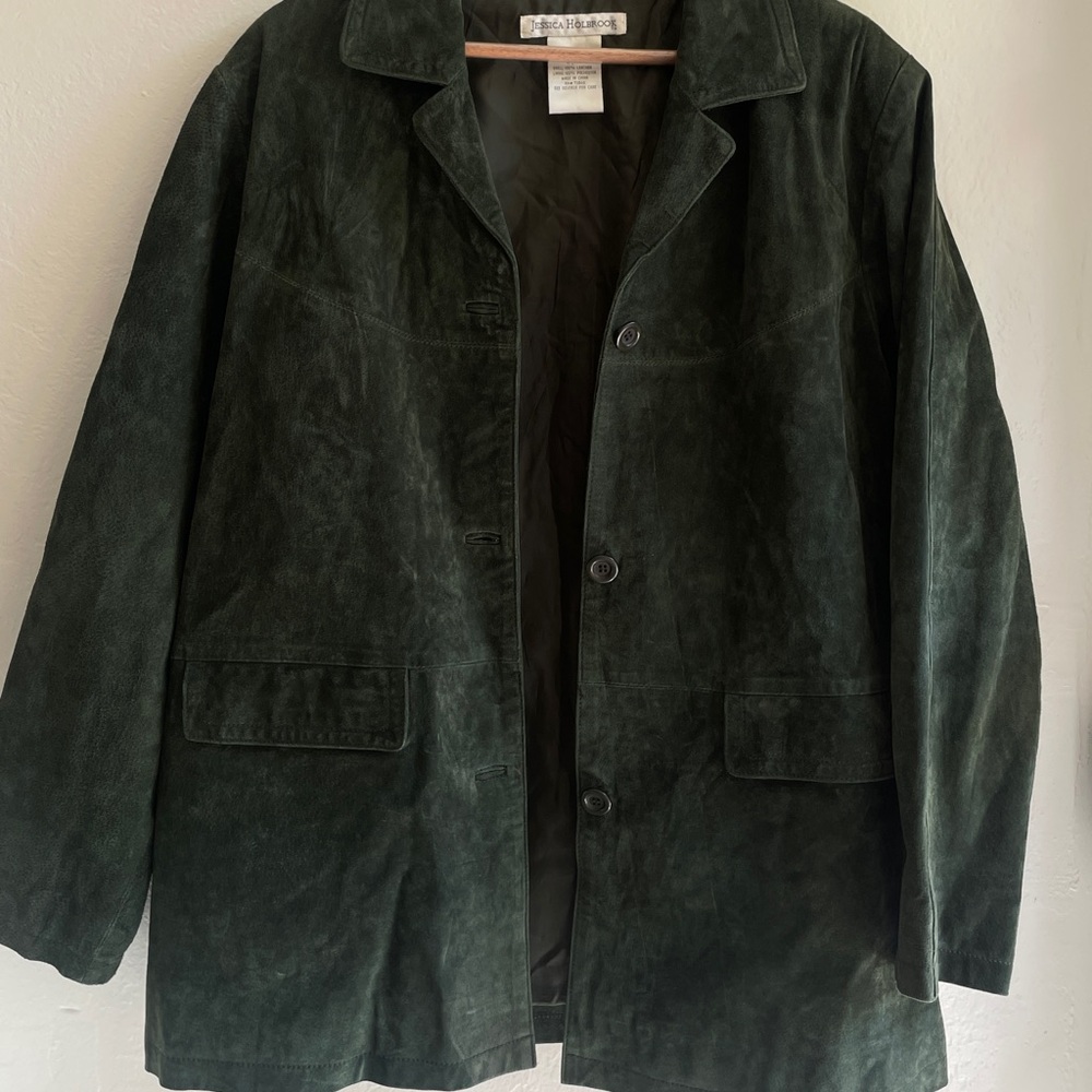 Suede Jacket Coat - Vintage, Dark Green